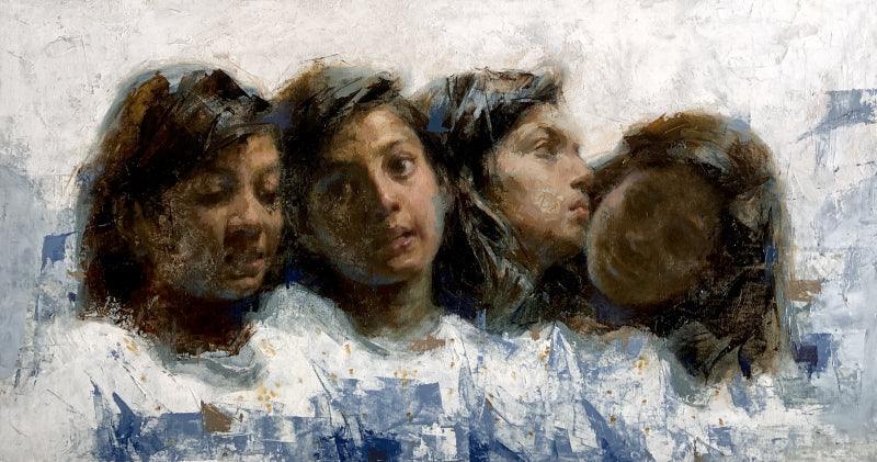 Portrait oil painting titled 'Self Conversation', 18x30 inches, by artist Abhijeet Patole on Canvas