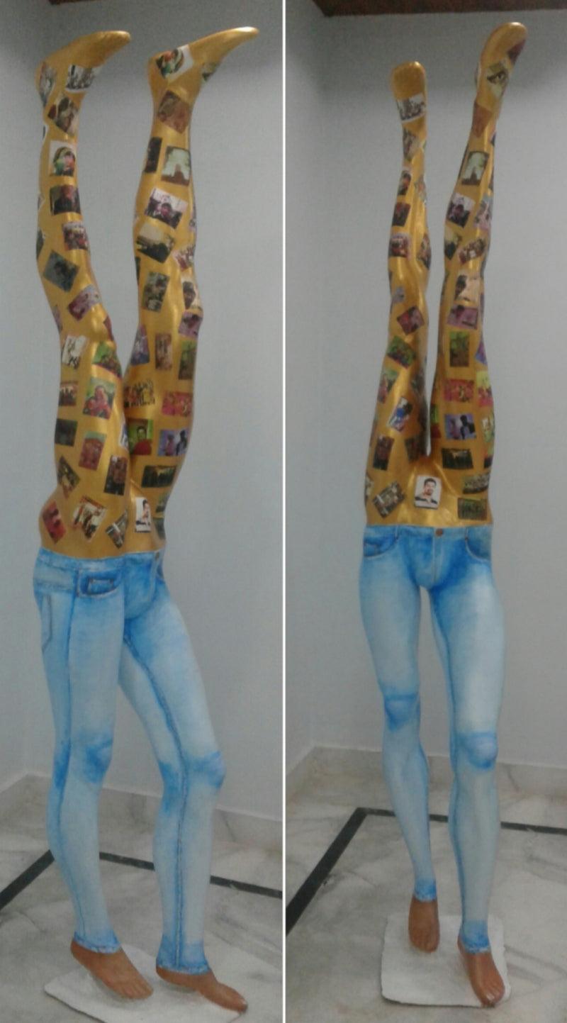 contemporary sculpture titled 'Selfie Stick', 96x24x24 inches, by artist Raghavendar Angali on Fiberglass