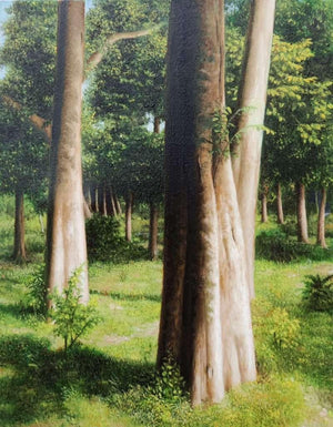Nature oil painting titled 'Serenity', 30x24 inches, by artist Arabinda Mukherjee on Canvas