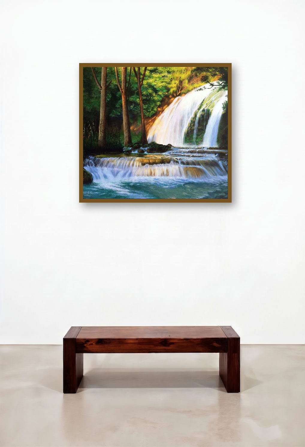 Serenity (Serene Cascades) by artist Nitin Kitukale displayed in a Transitional Penthouse