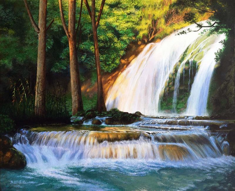 Nature acrylic painting titled 'Serenity', 24x30 inches, by artist Nitin Kitukale on Canvas