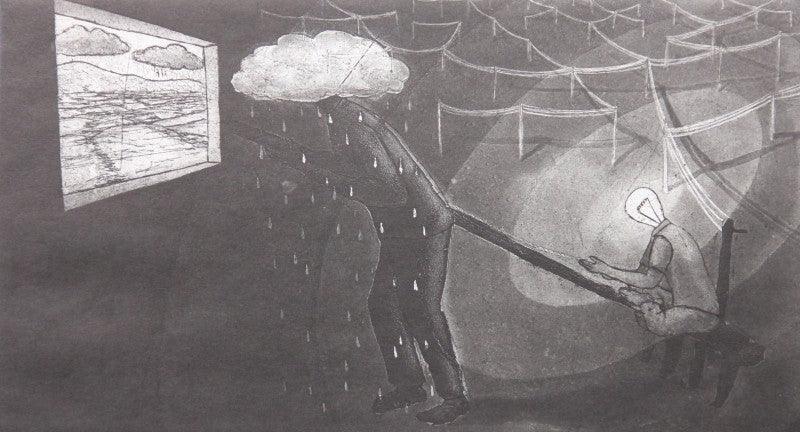 contemporary printmaking titled 'Shadow', 16x23 inches, by artist Sachin Bhausaheb Manchare on Paper