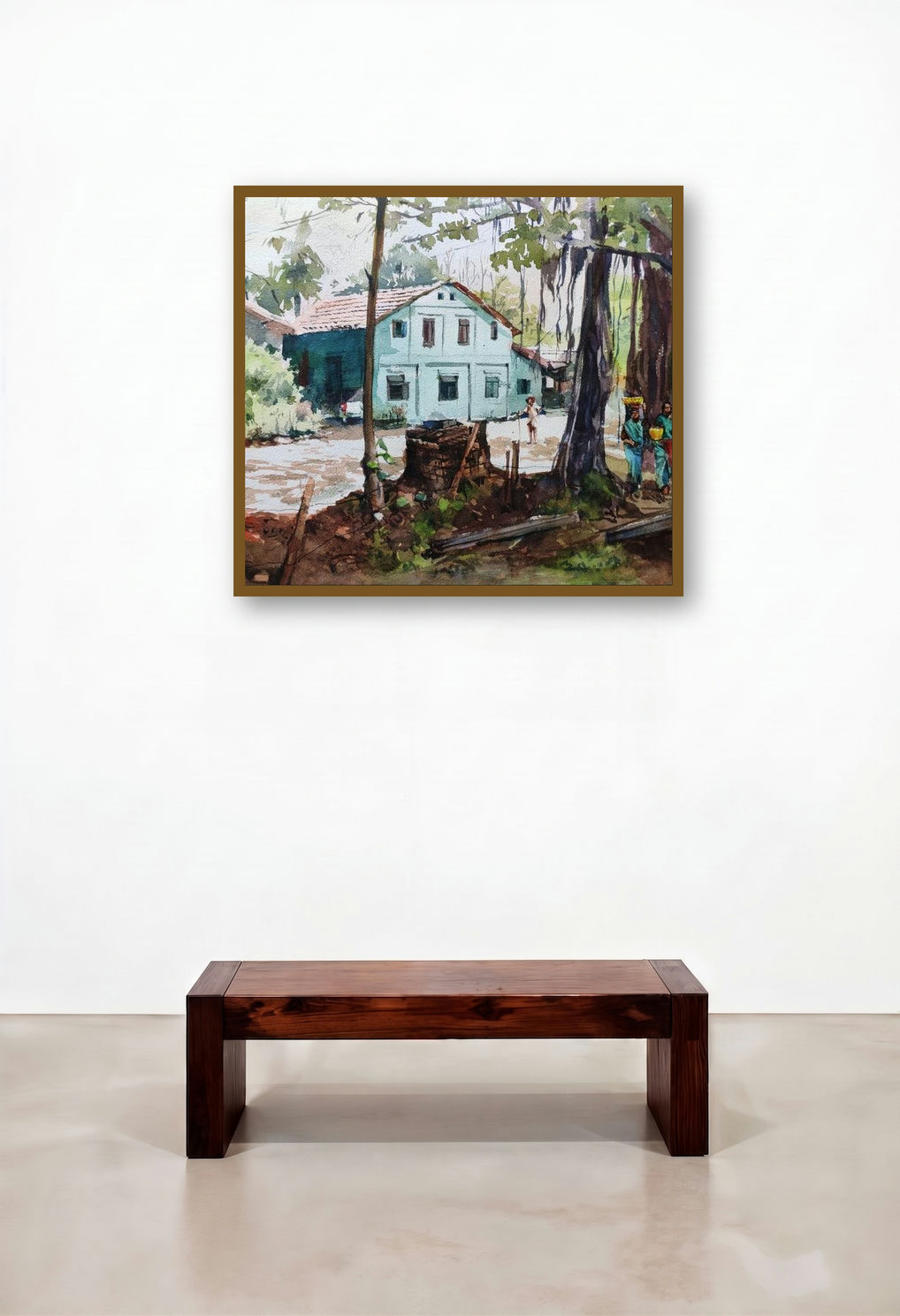 Shadow (A Peaceful Village Morning) by artist Sagar Palwe displayed in a Urban Loft Living Room