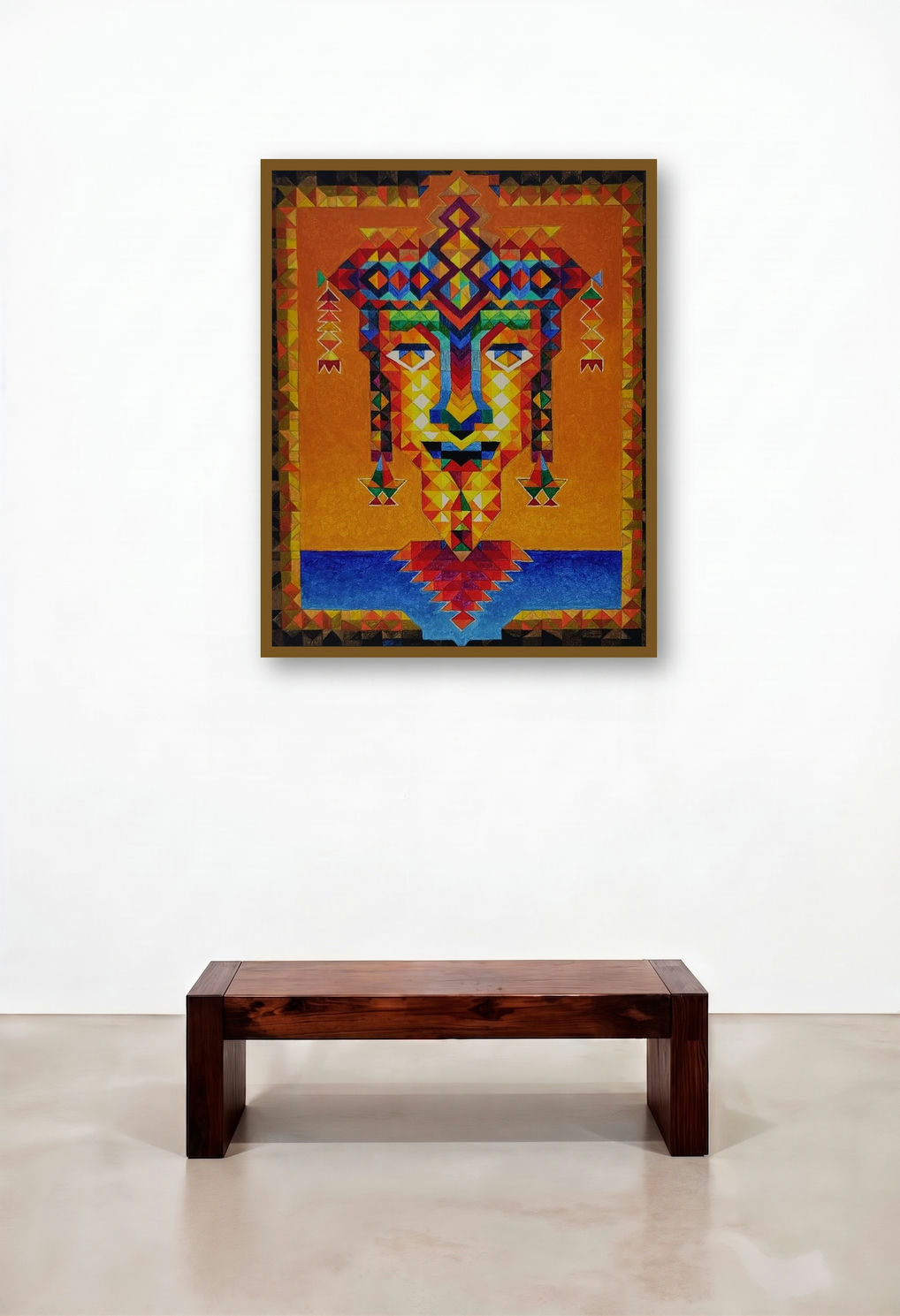 Shakti 2 (Ancient Wisdom) by artist Madhukar Munde displayed in a Elegant Foyer