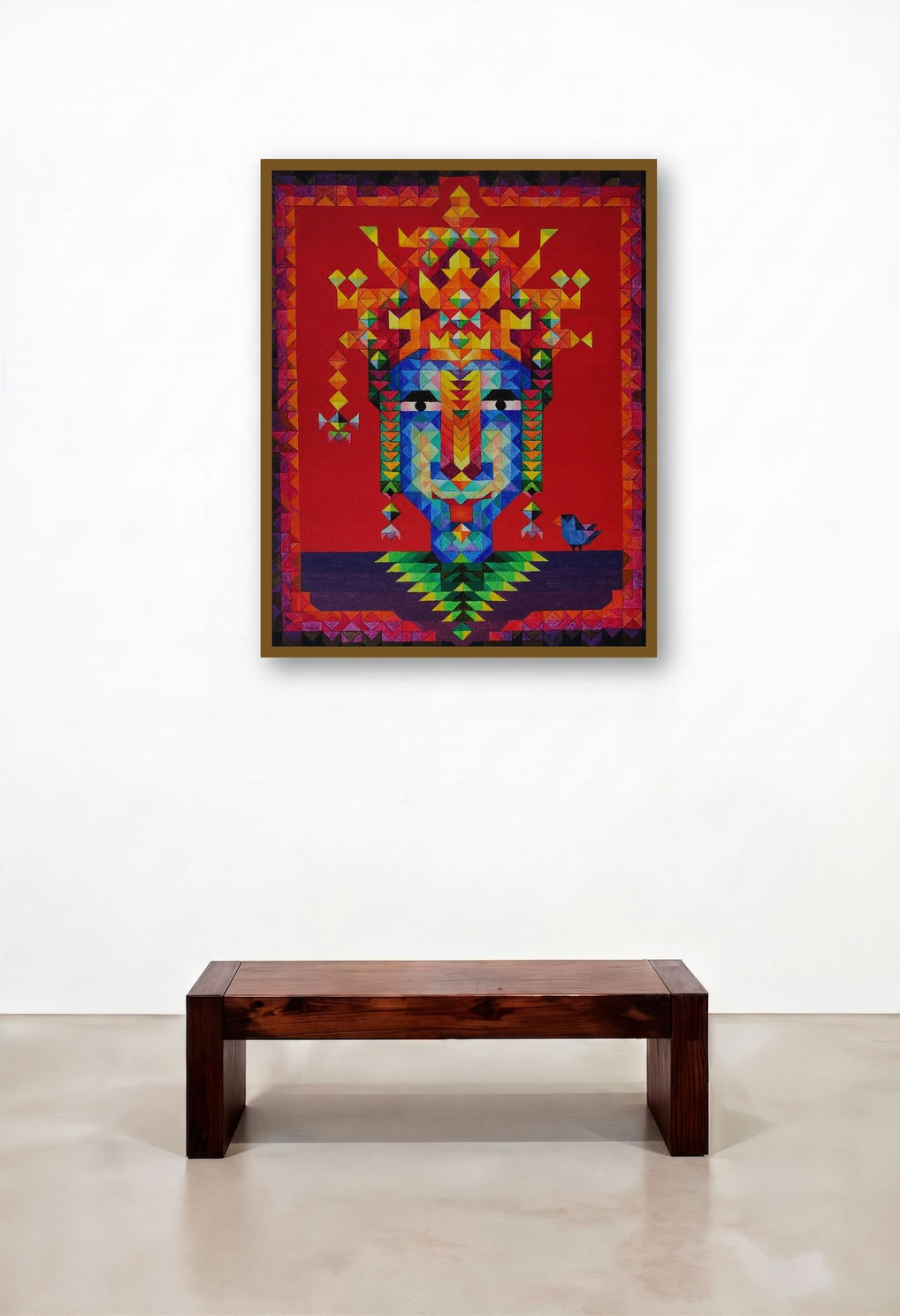 Shakti 3 (Ancient Wisdom) by artist Madhukar Munde displayed in a Rustic Hallway