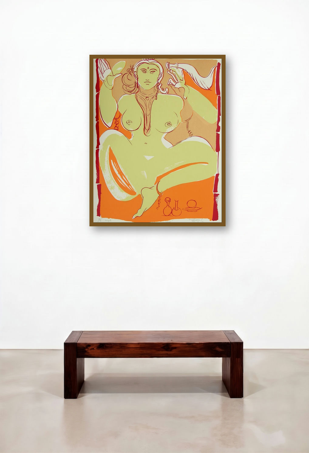 Shakti (Seated Female Figure) by artist Jatin Das displayed in a Scandinavian Executive Office