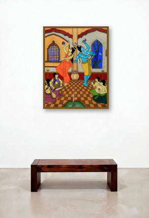 Shiv Parvati (Cosmic Dance) by artist Chetan Katigar displayed in a Art Deco Penthouse