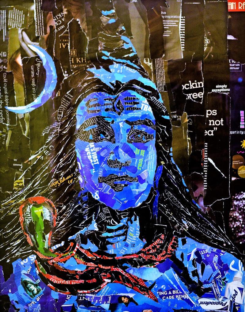 Religious mixed media titled 'Shiva', 30x22 inches, by artist Sangameshwar Allipuram on Mixedmedia
