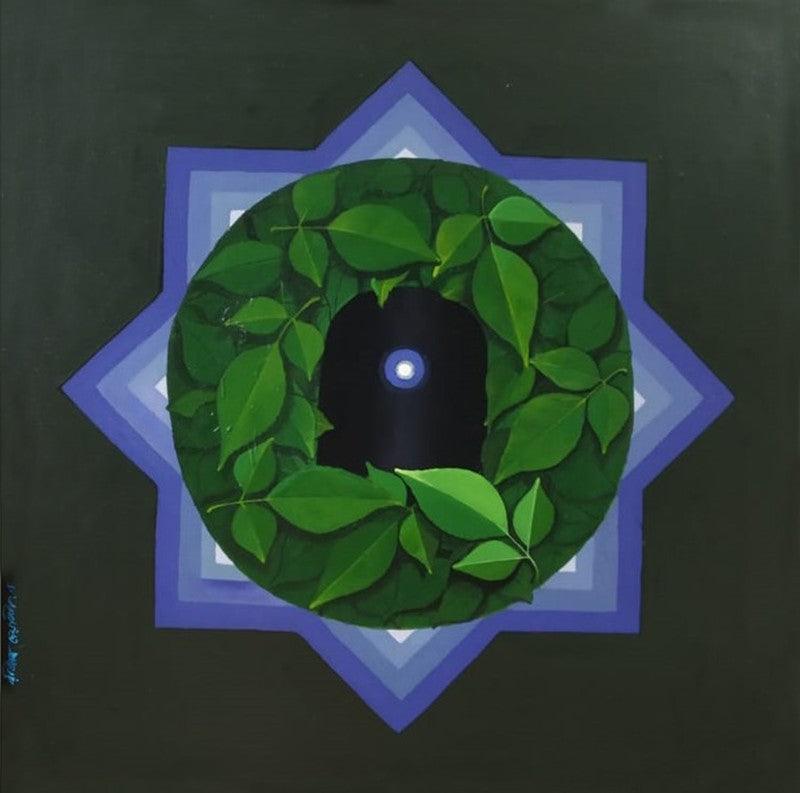 Religious acrylic painting titled 'Shiva', 20x20 inches, by artist RAJIB DEYASHI on Canvas