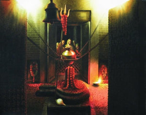 Religious watercolor painting titled 'Shiva', 22x27 inches, by artist Sudipta Karmakar on Paper