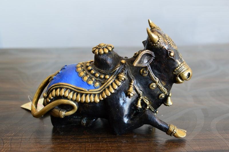 Animals sculpture titled 'Shiva Nandi', 8x6x4 inches, by artist Kushal Bhansali on Brass