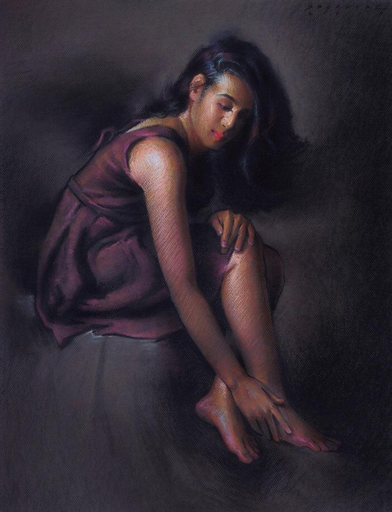 Portrait pastel drawing titled 'Shraddha', 24x20 inches, by artist Siddharth Gavade on Paper
