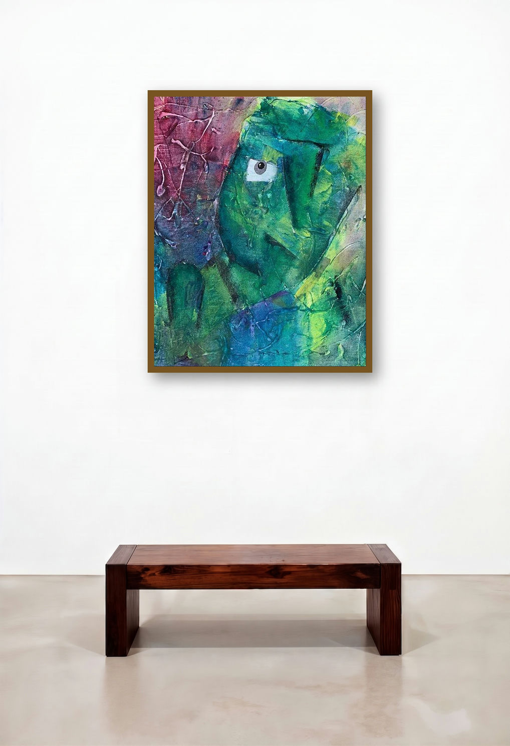 Shree Ganesh (Green Gaze) by artist Amit Pithadia displayed in a Modern Living Room