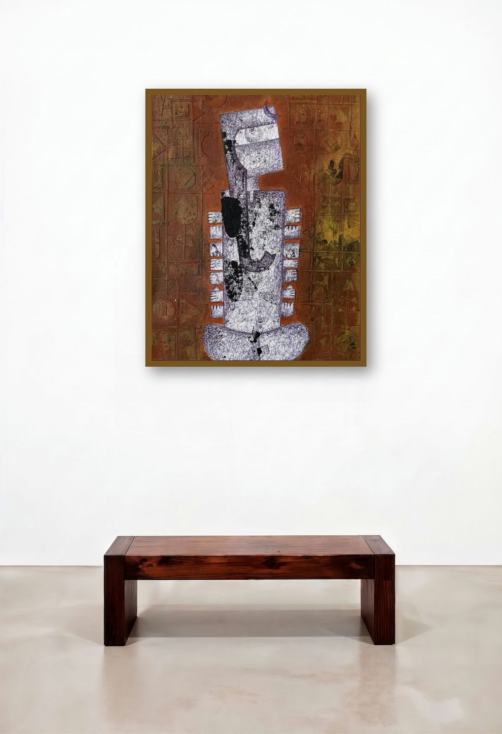 Shree Ganesh (Abstract Figure) (Abstract Figure Mystical Meditation) by artist Amit Pithadia displayed in a Scandinavian Reception Area