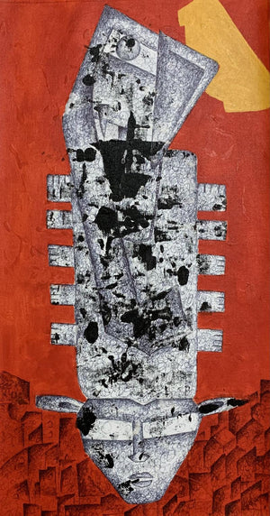 Religious acrylic ink painting titled 'Shree Ganesh', 25x13 inches, by artist Amit Pithadia on Canvas