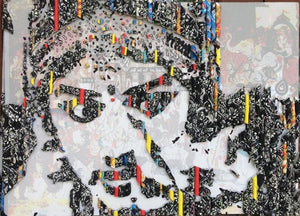 Shringar (Hidden Face) by Vinita Dasgupta, Original Board Figurative Painting on Board, Small Horizontal Wall Art
