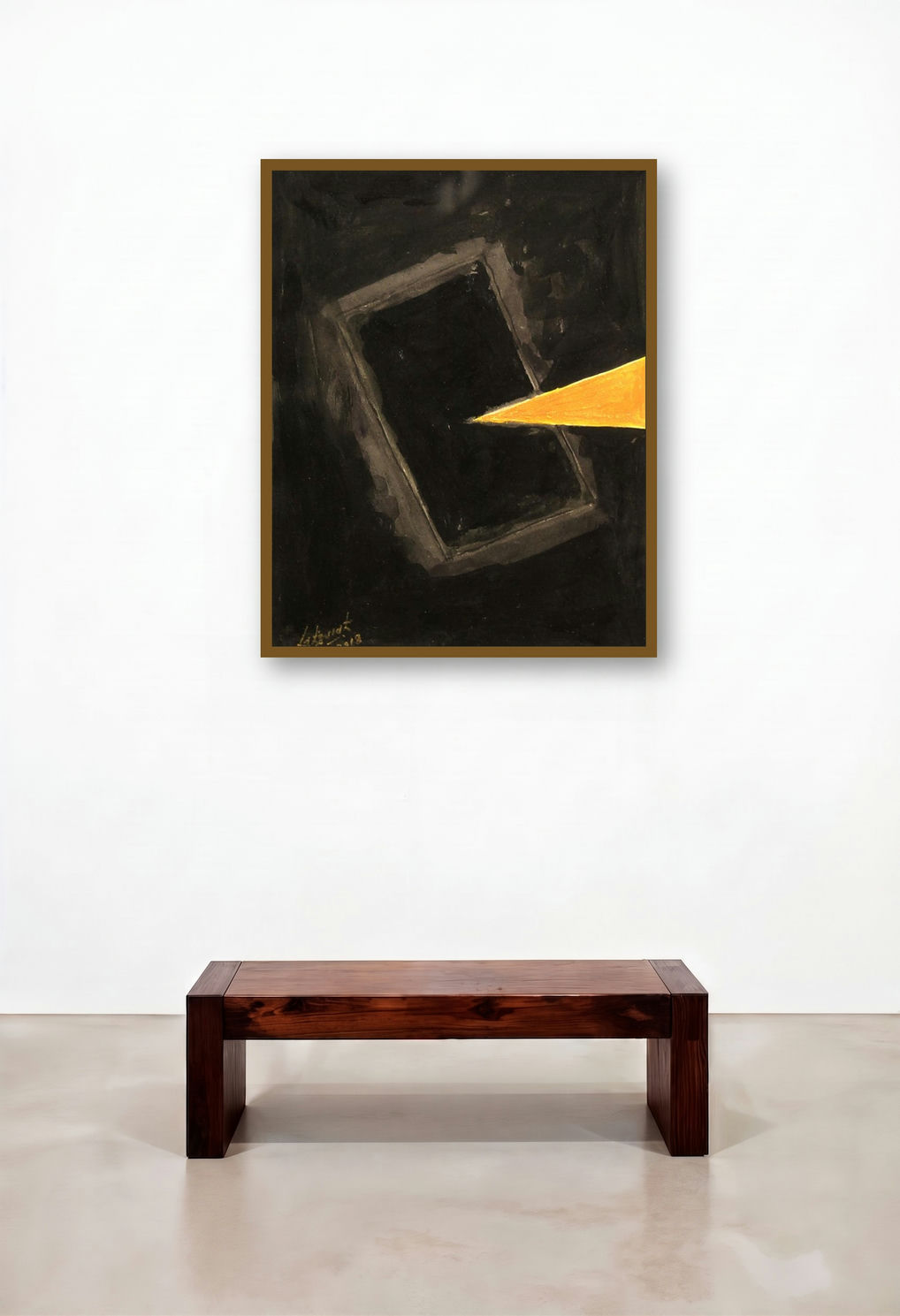 Solitude 13 (A Ray of Hope) by artist Surendra Chaware displayed in a Contemporary Luxury Bedroom