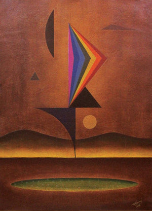 Abstract acrylic painting titled 'Solitude 2', 30x22 inches, by artist Surendra Chaware on Paper