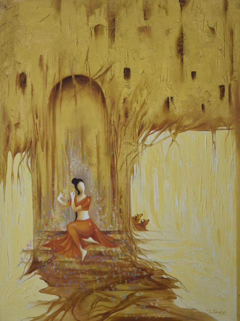 Figurative mixed media painting titled 'Sound Of Music', 36x48 inches, by artist Durshit Bhaskar on Canvas