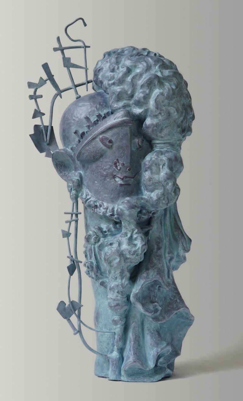 Figurative sculpture titled 'Spectator', 33x14x14 inches, by artist Vishal Kavatekar on Fiberglass, Iron