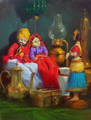 Still-life oil painting titled 'Still Life 2', 24x18 inches, by artist Vijay Jadhav on Canvas