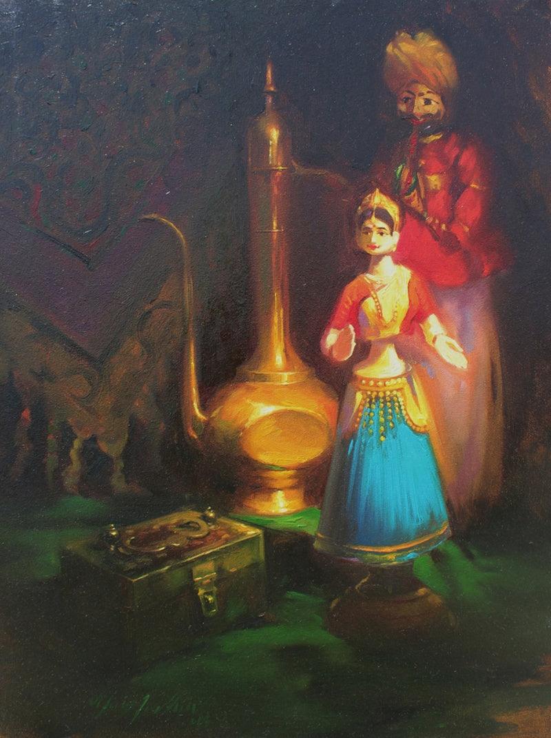 Still-life oil painting titled 'Still Life 3', 28x22 inches, by artist Vijay Jadhav on Canvas