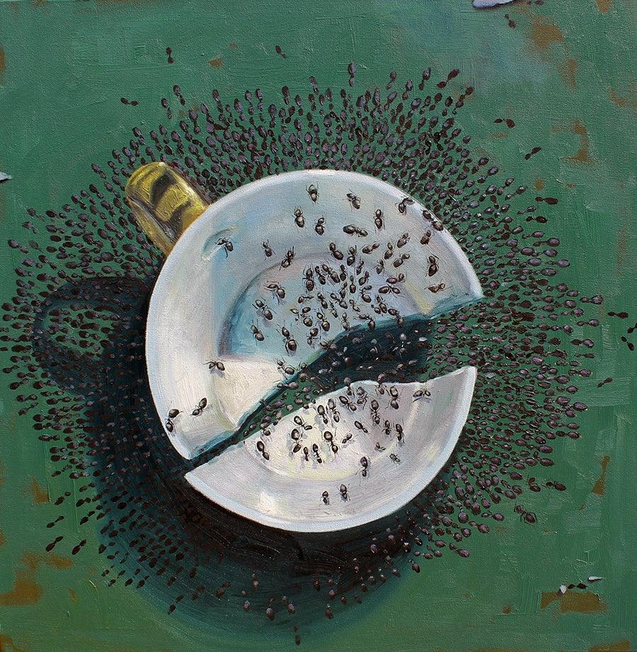 Still-life oil painting titled 'Still Life 4', 36x36 inches, by artist Jaswinder Singh on Canvas