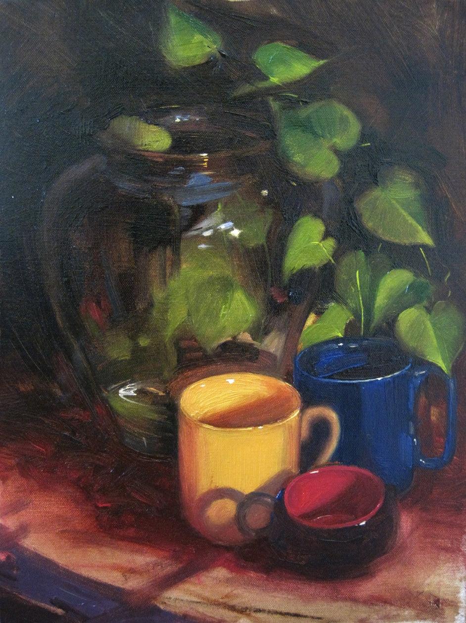 Still-life oil painting titled 'Still Life', 21x17 inches, by artist Vijay Jadhav on Canvas