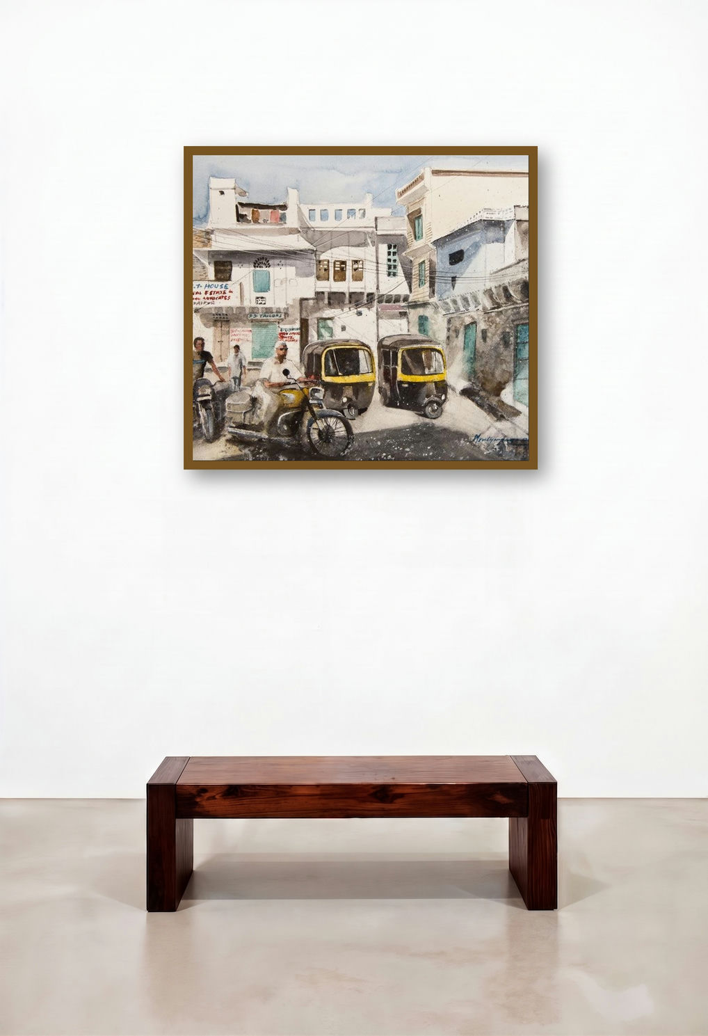 Streets Of Udaipur (A Glimpse of Udaipur) by artist Mrutyunjaya Dash displayed in a Coastal Hotel Lobby