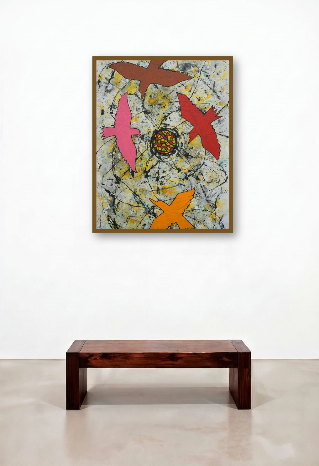 Sunrise (Flight of Freedom) by artist Bibekananda Santra displayed in a Japandi Study