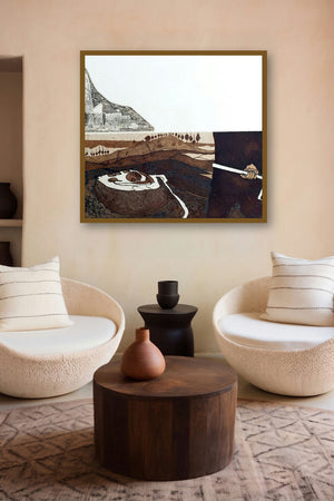 Sunset (Labor of the Land) by artist Sudeep Kumar Bashyal displayed in a Curated gallery