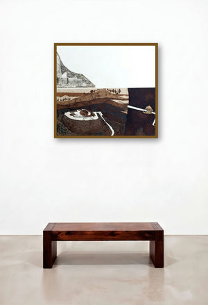 Sunset (Labor of the Land) by artist Sudeep Kumar Bashyal displayed in a Contemporary Luxury Foyer