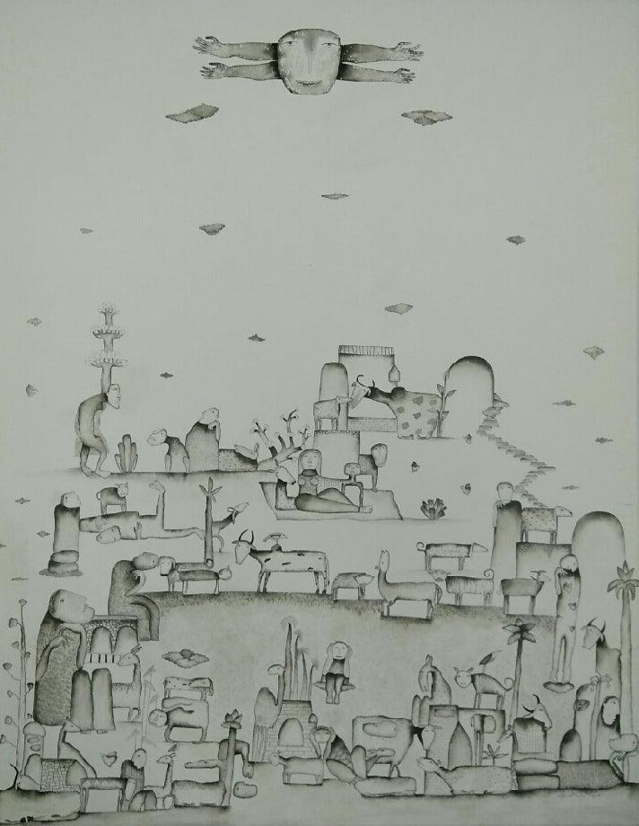 contemporary acrylic painting titled 'Sunshine', 60x48 inches, by artist Taslim Jamal on Canvas