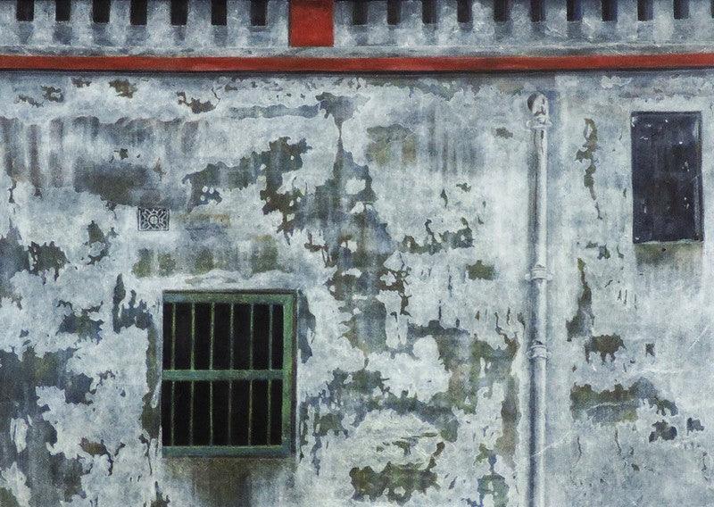 Cityscape gouache painting titled 'Surface', 22x28 inches, by artist Apurba Salui on Paper