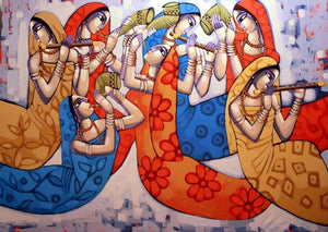 Figurative acrylic painting titled 'Symphony', 60x84 inches, by artist Sekhar Roy on Canvas