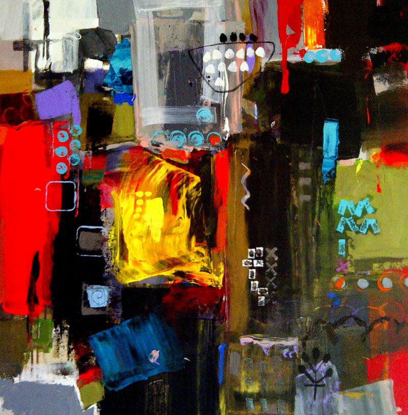 Abstract acrylic painting titled 'Symphony', 36x36 inches, by artist Niladri Paul on Canvas