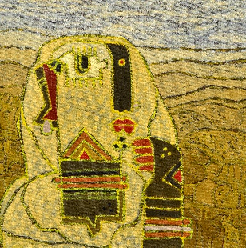 Figurative acrylic painting titled 'TRIBAL WOMEN', 24x24 inches, by artist Anup Shrivastav on Canvas