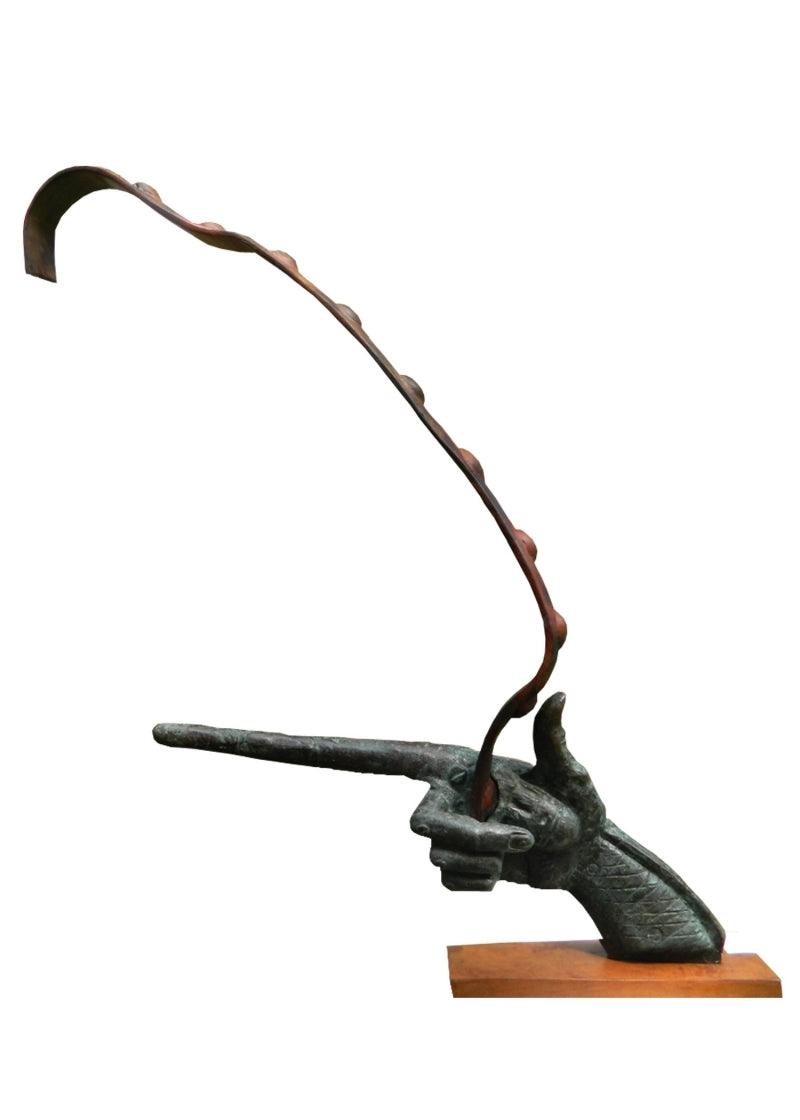 contemporary sculpture titled 'Target', 48x24x7 inches, by artist Rakesh Sadhak on Bronze, Wood