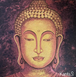 meditation acrylic painting titled 'The Buddha', 24x24 inches, by artist Kanta SIngh on Canvas