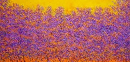 Nature oil painting titled 'The Dawn', 36x72 inches, by artist Pardeep Singh on Canvas