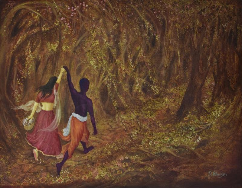 Religious oil painting titled 'The Divine Love', 36x48 inches, by artist Durshit Bhaskar on Canvas