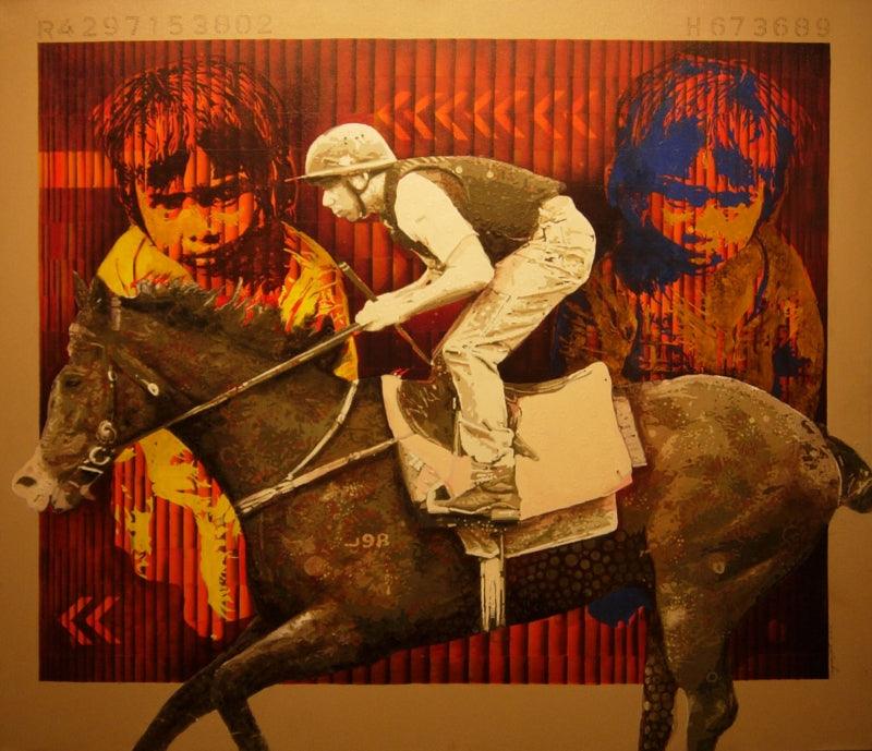 Figurative acrylic painting titled 'The Dream', 42x48 inches, by artist Nayanjeet Nikam on Canvas