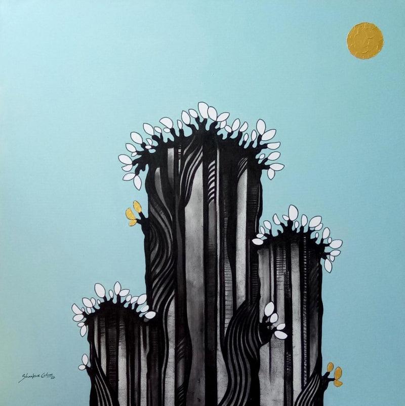 Nature acrylic painting titled 'The Family', 33x33 inches, by artist Shankar Lohar on Paper