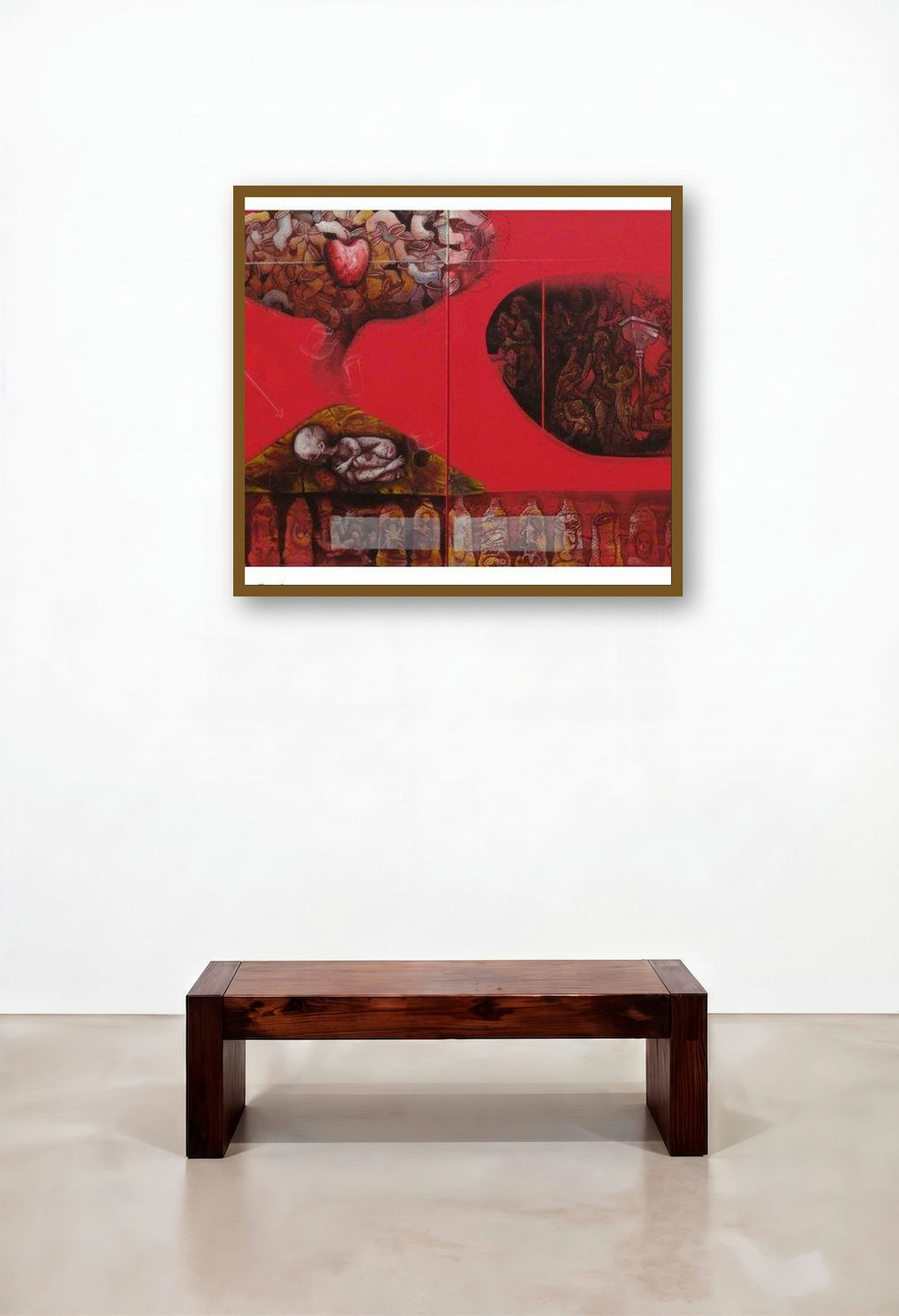 The Girl (Life Cycle) by artist Mahesh Pal Gobra displayed in a Rustic Executive Office