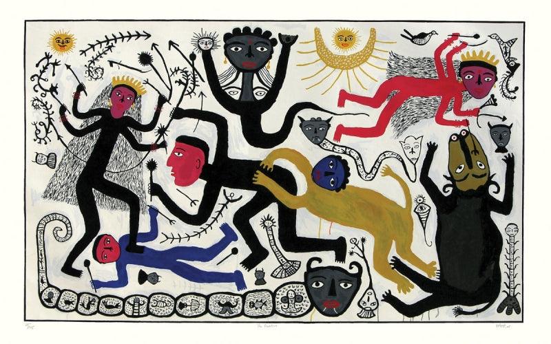 Religious serigraphs painting titled 'The Goddess', 40x64 inches, by artist Madhvi Parekh on Paper