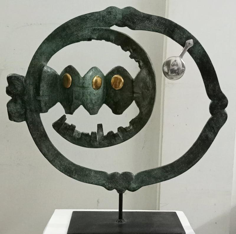 Animals sculpture titled 'The King', 34x35x8 inches, by artist Dilip Paul on Mixedmedia