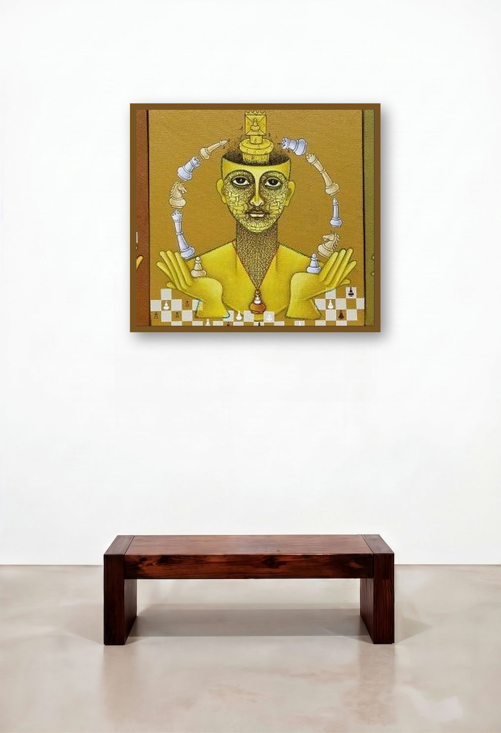 The King (The Mind's Game) by artist Satyajeet Shinde displayed in a Contemporary Penthouse