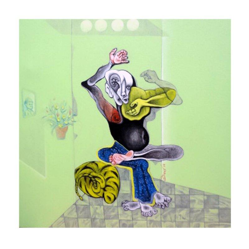 Folk Art acrylic painting titled 'The Man', 24x24 inches, by artist Mahesh Pal Gobra on canvas