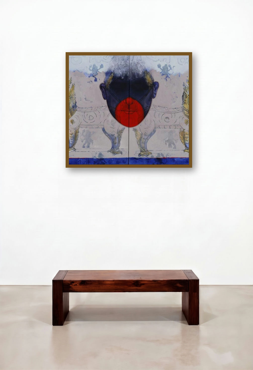 The Mask (The Watchers) by artist Chaitanya Ingle displayed in a Contemporary Penthouse