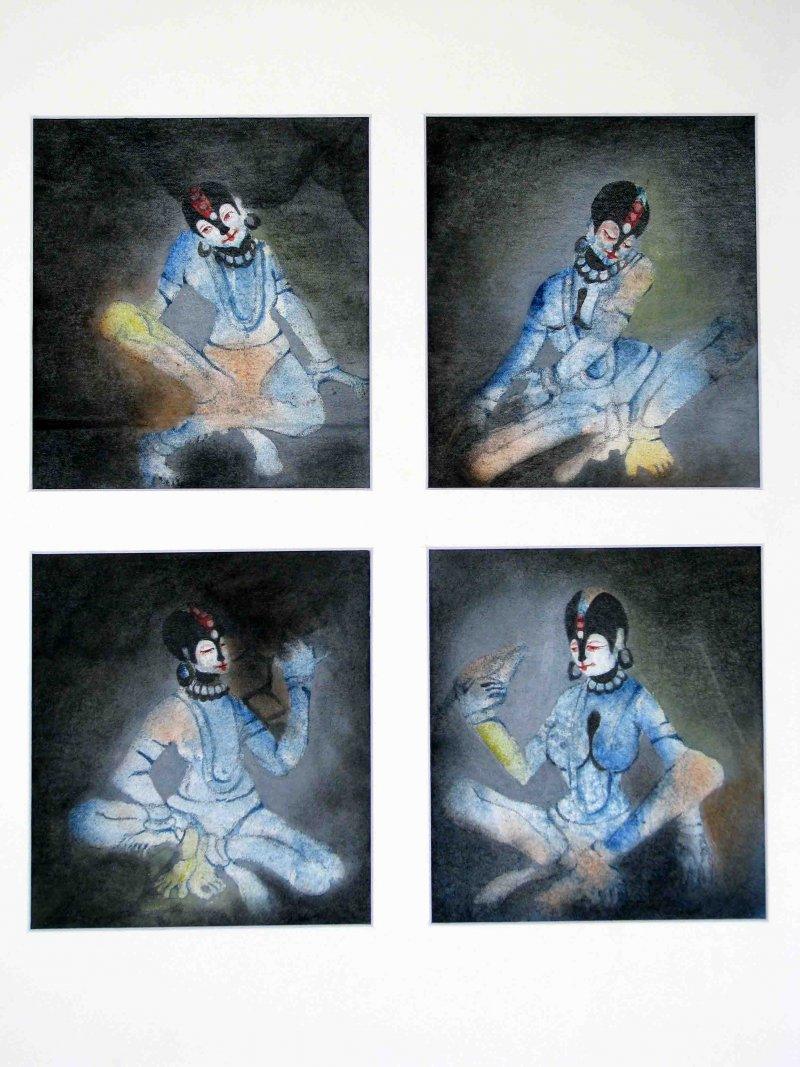 Figurative acrylic painting titled 'The Monk II', 24x24 inches, by artist Mahesh Pal Gobra on canvas